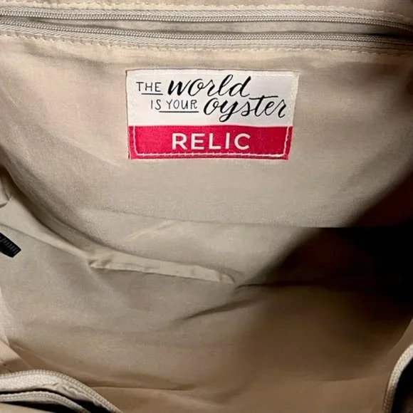 Relic Versatile Pebbled Faux Leather Bag  - Navy/Tan - 13" w x 3.5" d x 11.5” h - Picture 8 of 15